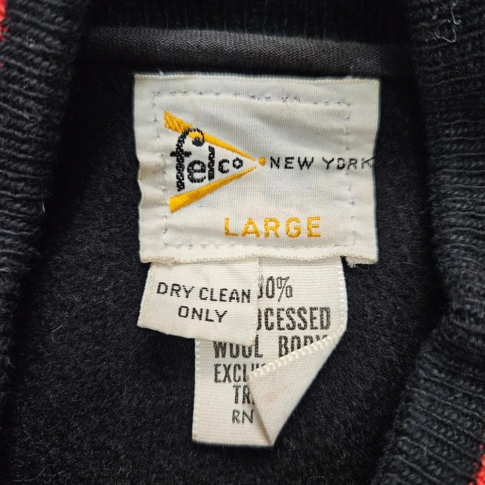 Vintage Felco New York Wool Varsity Jacket Mens Large Black Red Alton Letterman‎